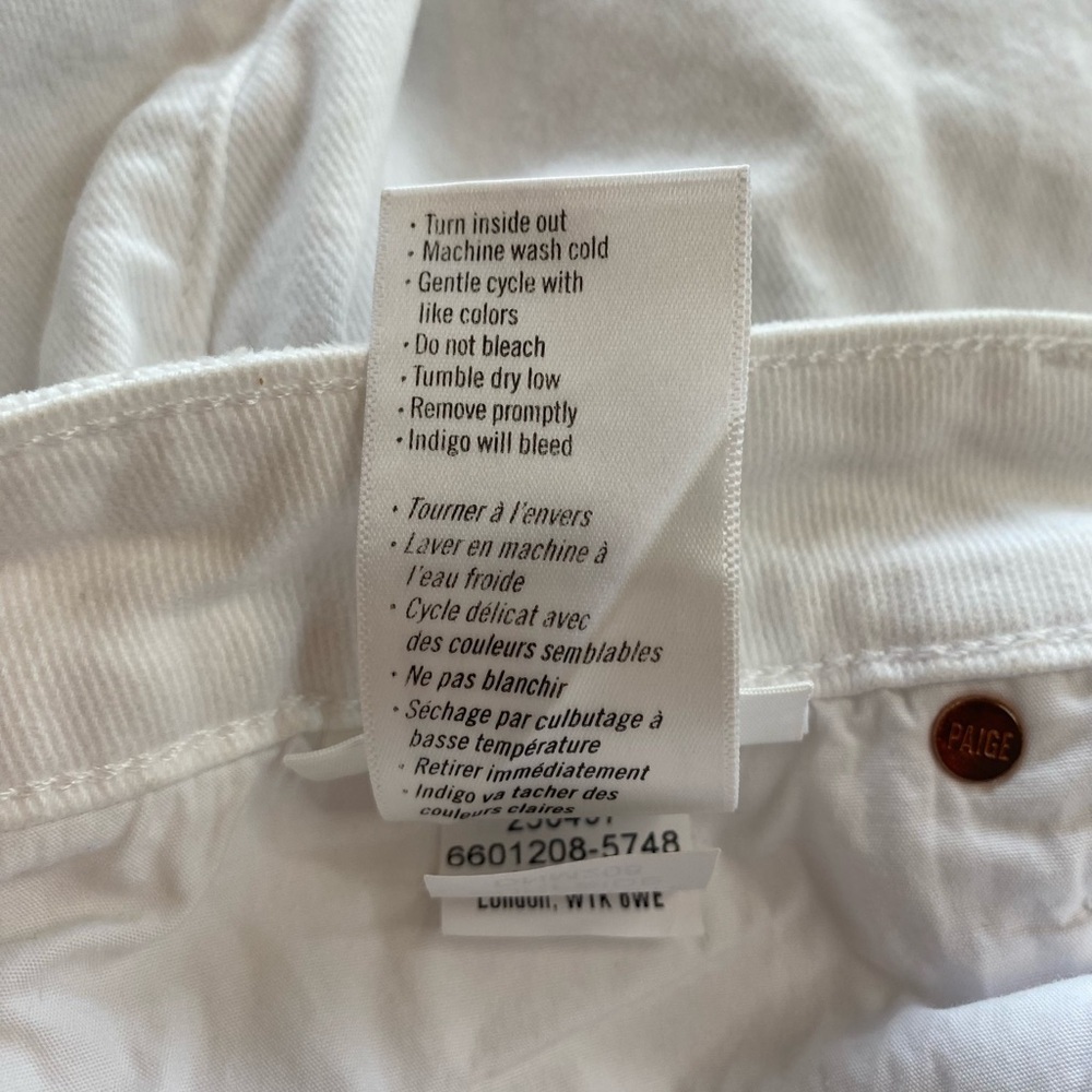 Paige Claudine High Rise Boot Cut White Denim Jeans Women’s 32 / 12 Distressed - Picture 8 of 8